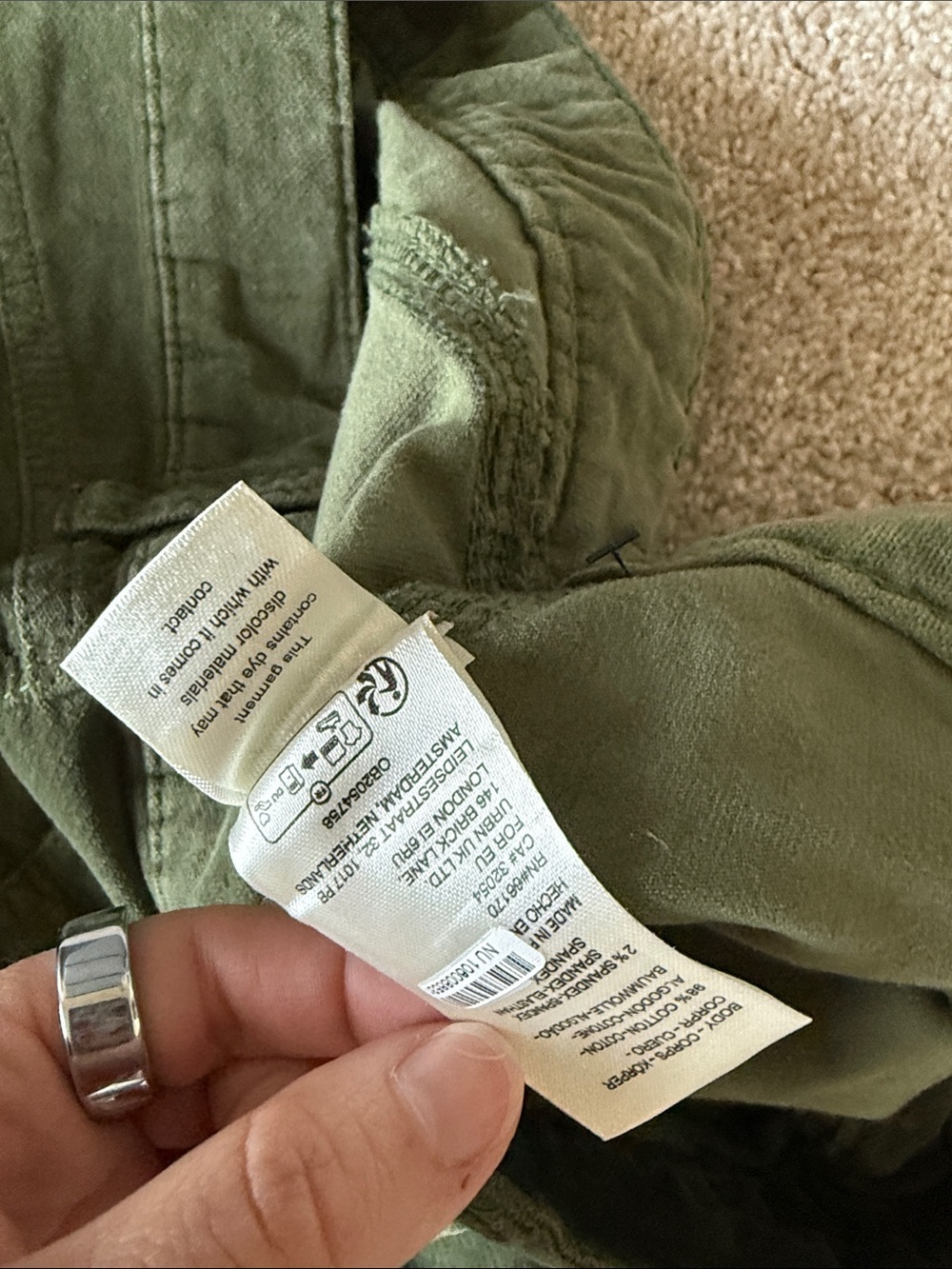 NWT Free People High Time Velvet Kick Flare Pants Olive Green - Picture 10 of 12